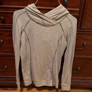 Lululemon Athletica Gray Striped Cowl Neck Top